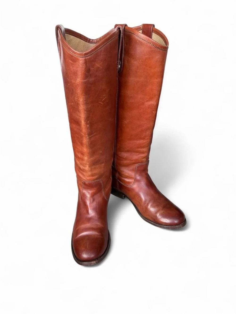 Frye Women’s 5 B Brown Leather Riding Boots Tall Knee High Pull On Classic